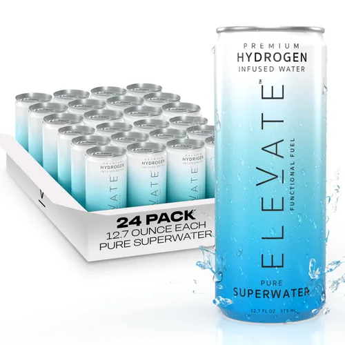 Vista 8 de Agua Premium de Hidrógeno ELEVATE SUPERWATER (paquete de 12). Hidrógeno más alto (3-5 PPM) y ORP más bajo -650. Apoya la recuperación, energía