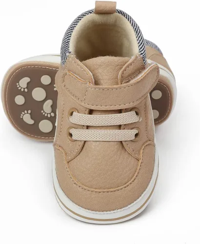 Vista 41 de COSANKIM Zapatos deportivos para bebé niño y niña, zapatos de tobillo altos, antideslizantes, suela suave, zapatos de cuna para niños pequeños