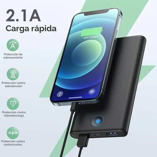 Vista 3 de [Paquete de 2] Cargador portátil de 20000 mAh, batería de carga rápida ultradelgada con salidas USB duales, cargador de teléfono portátil esencial