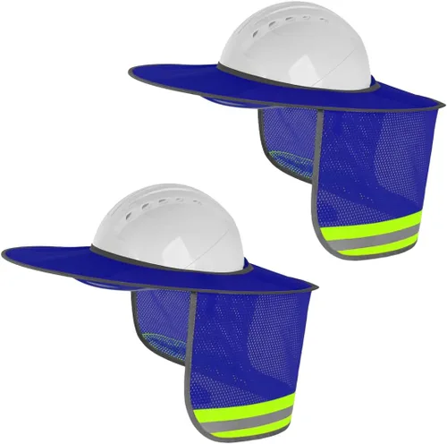Vista 16 de Paquete de 2 protectores solares para casco duro, protector solar de malla de ala completa para cascos duros, alta visibilidad, reflectante