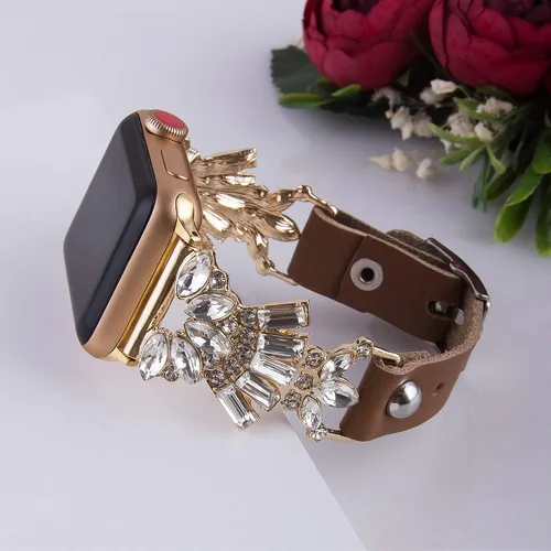 Vista 3 de VIQIV Bling Jewelry - Pulsera compatible con Apple Watch Ultra de 1.496 pulgadas, 1.575 pulgadas, 1.614 pulgadas, 1.654 pulgadas, 1.732 pulgadas