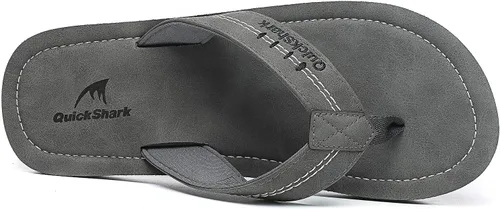 Vista 3 de Quickshark Sandalias de cuero para hombre, sandalias de playa con soporte de arco