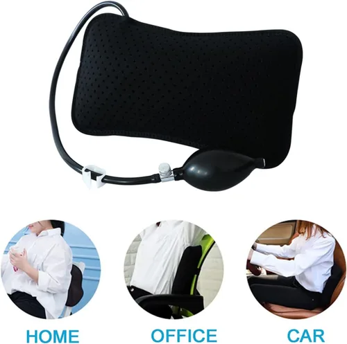 Vista 8 de Ibluelover Almohada inflable de apoyo lumbar, cojín de espalda portátil con bomba de mano, bolsa de cintura lavable transpirable para la parte