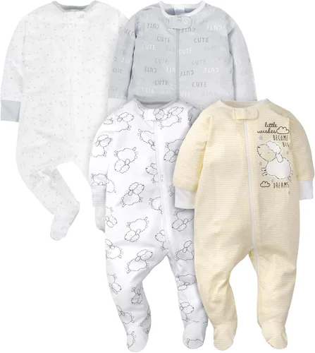 Vista 2 de Gerber unisex-baby 4 Pack Sleep 'N Play Footie