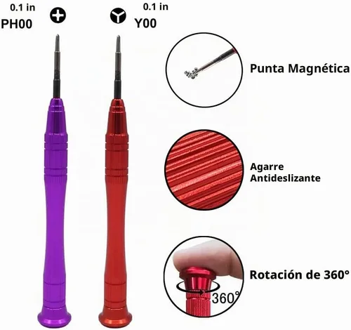 Vista 2 de Destornillador triwing compatible con Nintendo Switch, EMiEN 0.079 in Phillips 0.059 in Y00 Tri-Point Tri Wing Tip Kit de destornilladores