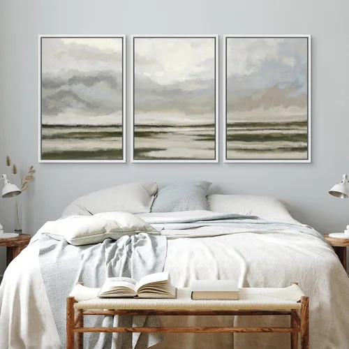 Vista 328 de wall26 Lienzo enmarcado para pared, juego de arte de acuarela pastel, paisaje rural, ilustraciones con formas abstractas, arte moderno, decorativo