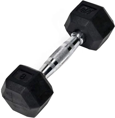 Vista 10 de JFIT Rubber Hex Dumbbell Single, Knurled Grip Free Weight for Men & Women, Strength & Cardio Training Home Gym Workout