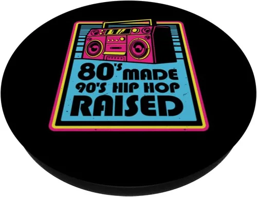Vista 2 de 80s Made 90s Hip Hop Music Lover Retro Cassette Tape Boombox PopSockets Standard PopGrip