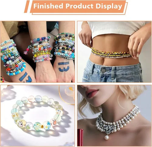 Vista 7 de UOOU 4 rollos de cuerda de pulsera de 0.016 in, cuerda elástica para pulseras 60m Stretchy String for Bracelet Making, Clear Beading Thread with