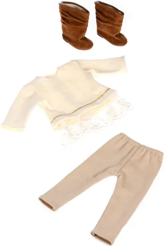 Vista 4 de DreamWorld Collections - Melodía romántica - Conjunto de 3 piezas - Túnica, leggings y botas - Ropa para muñecas de 18 pulgadas (muñeca no incluida)