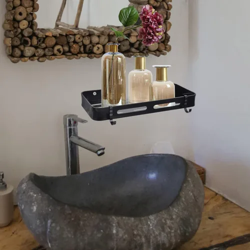 Vista 5 de Beavorty Estante flotante de baño: 2 piezas montado en la pared, no perforado, soporte adhesivo de metal para estanterías decorativas