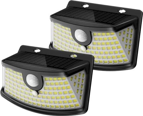 Vista 17 de Aootek Luces solares con sensor de movimiento, 120 luces LED con reflector de luces, gran angular de 270°, impermeable IP65, luces de paso