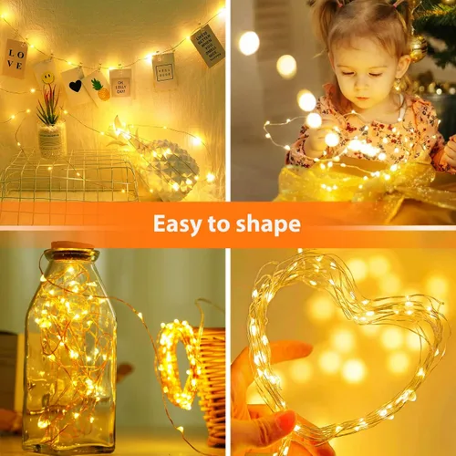 Vista 3 de litogo Paquete de 24 Luces de Hadas que Funcionan con Pilas, 7 pies, 20 LED Luces de Cadena de Hadas Impermeables, Pequeñas Mini Luces para Frascos