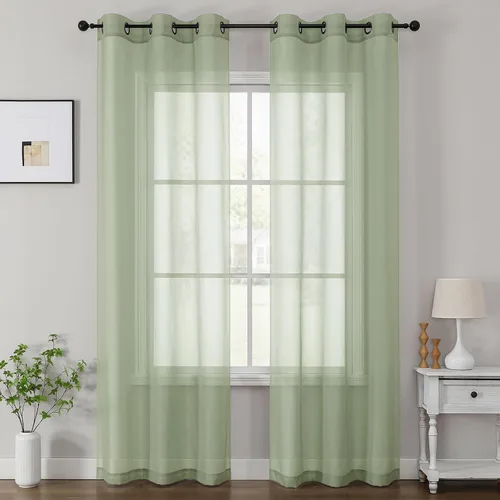 Vista 28 de OWENIE Cenefa transparente con ojales negros para ventanas, 2 paneles de 52