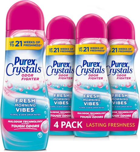 Vista 12 de Purex Crystals In-Wash - Potenciador de aroma, flor de cerezo y jengibre, 21 onzas (paquete de 4), tecnología de frescura y eliminación de olores