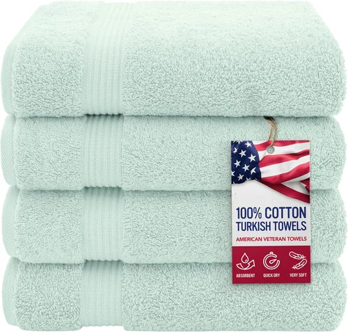 Vista 46 de Juego de toallas American Veteran Towel, de lujo, 6 piezas de algodón 100 % turco para máxima suavidad y absorción, para hotel y spa