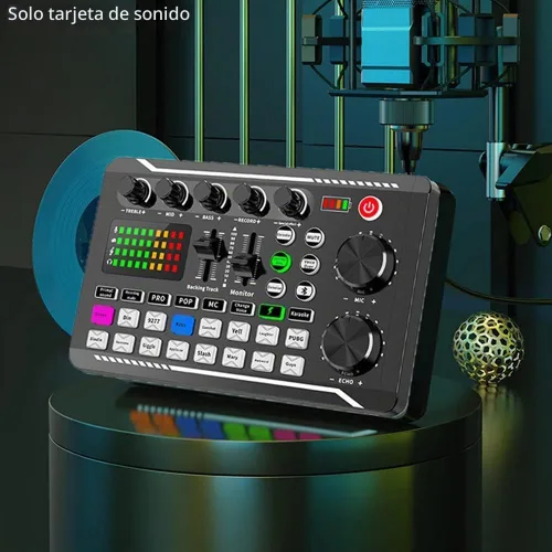 Vista 4 de Tablero de sonidos, tablero de efectos de sonido, placa mezcladora de sonido, tarjeta de sonido compatible con Bluetooth con múltiples efectos