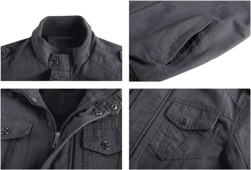 Vista 6 de Crysully - Chaqueta cortavientos para hombre, estilo informal y cuello militar, para primavera-otoño