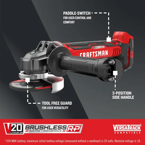 Vista 2 de CRAFTSMAN V20 - Amoladora angular inalámbrica de 4-1/2 pulgadas, solo herramienta (CMCG451B)