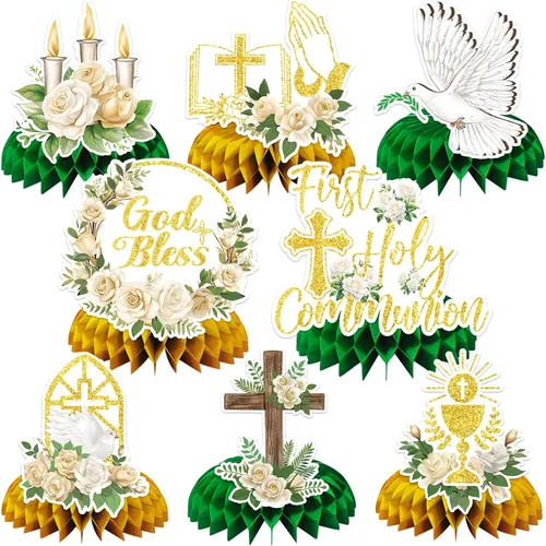 Vista 22 de JULMELON Paquete de 8 piezas de decoraciones de mesa para el 4 de julio, centros de mesa de panal, centros de mesa dobles de 3D para el 4 de julio