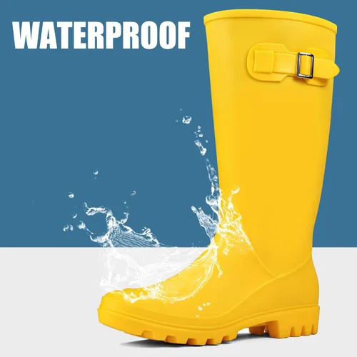 Vista 2 de DKSUKO Women's Tall Rain Boots Garden Boots Waterproof Wellington Rubber Boots