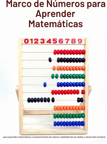 Vista 5 de MAGIKON Marco de números de madera para contar, ábaco de 10 filas para niños que aprenden matemáticas (11-1/2 pulgadas) Wood, 11.5in, 10 rows, 100