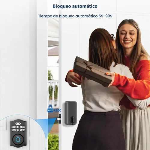 Vista 8 de Cerradura de puerta inteligente - Entrada sin llave con huella dactilar/Bluetooth APP control/contraseña, bloqueo automático, código de una sola