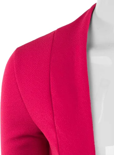 Vista 4 de DOUBLJU Bolero - Chaqueta corta con frente abierto, manga 34, básica, para negocios, casual, para mujer, talla grande