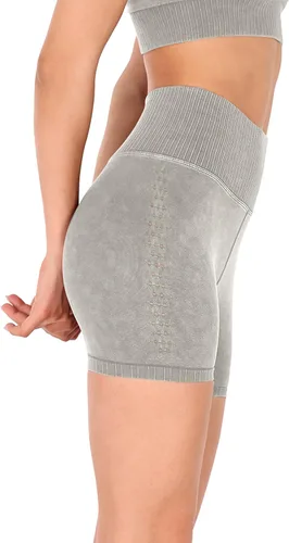 Vista 2 de ODODOS Pantalones cortos de yoga sin costuras para mujer, de cintura alta, acanalados, para gimnasio, entrenamiento, atletismo, casual, para correr