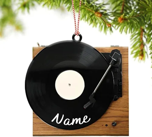 Vista 7 de Adorno de disco de vinilo personalizado para Navidad 2025, regalo para amantes de la música retro, recuerdo acrílico personalizado, decoración