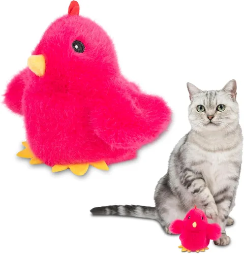 Vista 15 de Catify Best Pet Supplies - Juguete para gatos de patito, pollo y pájaro, alas activadas por movimiento, chirridos realistas, felpa infundida