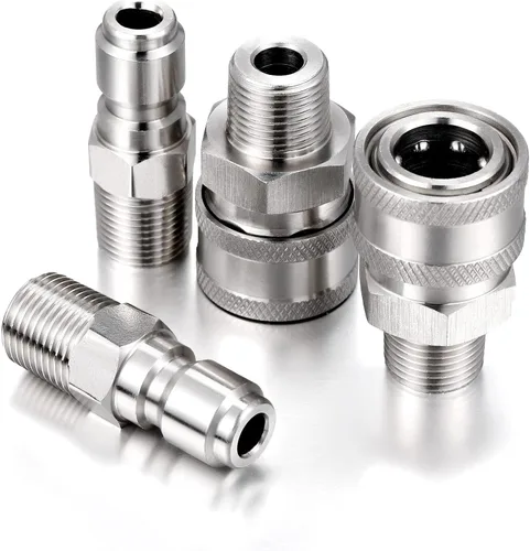 Vista 7 de Hotop NPT - Kit de conector rápido macho y hembra de acero inoxidable de 3/8 pulgadas (4 piezas)