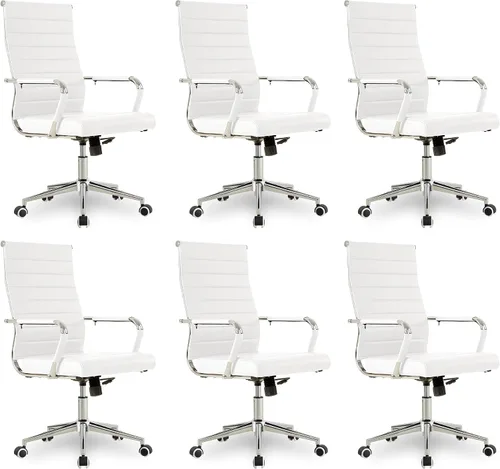 Vista 25 de Okeysen Office Desk Chair, Ergonomic Leather Modern Conference Room Chairs, Executive Ribbed Height Adjustable Swivel Rolling Chair for Home Office