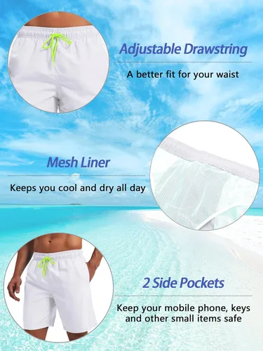 Vista 5 de TACVASEN Men's Summer Swim Trunks Quick Dry Surf Boardshorts Bathing Suit Shorts with Mesh Lining