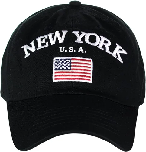 Vista 2 de NYFASHION101 Gorra ajustable de perfil bajo bordada con la bandera de Nueva York EE. UU