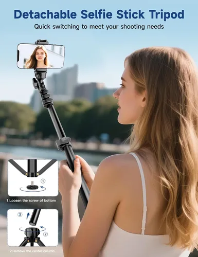 Vista 8 de Soporte de trípode para teléfono, trípode de teléfono celular de 85 pulgadas de alto para iPhone con control remoto de cuello de cisne, soporte