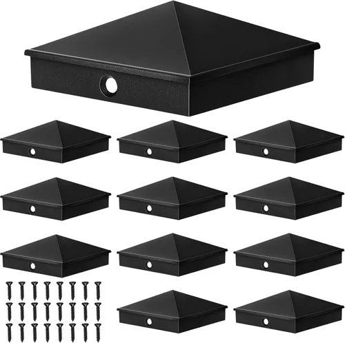 Vista 13 de Cubiertas de poste de aluminio Dunzy Tapas de poste de valla de pirámide para manga nominal con tornillos para buzón de correo al aire libre