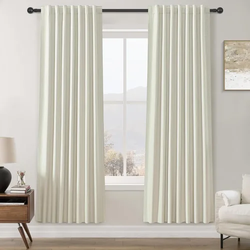 Vista 62 de Cortinas opacas de 54 pulgadas de largo para dormitorio, sala de estar, cortinas beige con aislamiento térmico, oscurecimiento de la habitación