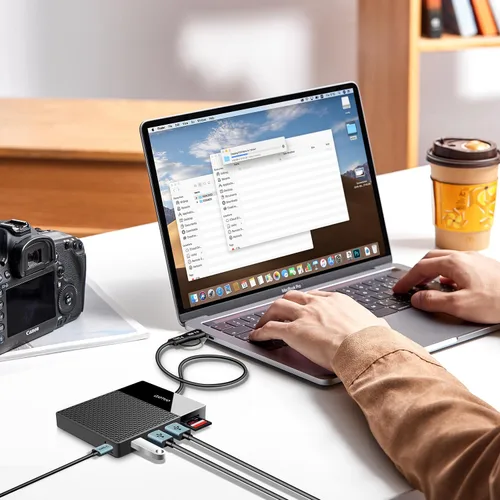 Vista 7 de YOTUO Disco Duro Externo de 1TB, Hub Multipuerto USB C HDD 7 en 1, USB 3.0, Lector de Tarjetas SD/TF, Estación de Acoplamiento, Disco Duro