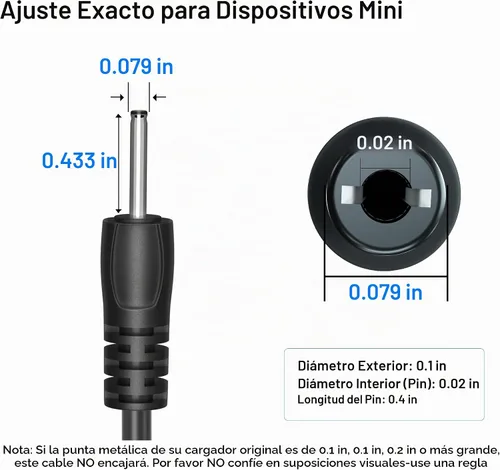 Vista 2 de PChero Cable de carga USB a CC de 0.1 in para Mini S530 Auriculares Negro - 1 pieza