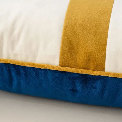 Vista 3 de Funda de Almohada Decorativa de Retazos Azul Marino de Terciopelo a Rayas Funda de Cojín Moderna Neutra para Sofá Sillón Dormitorio Sala de Estar