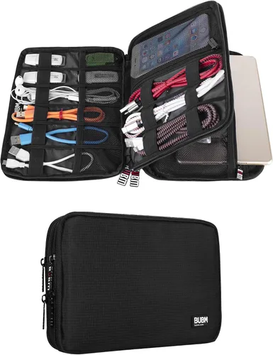 Vista 15 de Organizador de equipaje con doble capa para viajes BUBM, para llevar dispositivos y accesorios electrónicos., gris, 2 capas M Bolsa de viaje