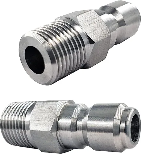 Vista 11 de 2 piezas de 1/4 pulgadas NPT macho lavadora a presión conexión rápida accesorios Adaptadores de presión de acero inoxidable, banda de rodadura