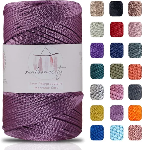 Vista 68 de Makromecity, Cordón de macramé de poliéster de 2 mm x 250 yardas (750 pies) Cordón de macramé de 2 mm de polipropileno para arte y manualidades