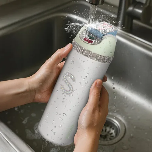 Vista 7 de JUNIQUTE 4 piezas de uso para botella de agua Owala de 16 onzas, 24 onzas, 32 onzas, 40 onzas, accesorios de letras de diamantes de imitación