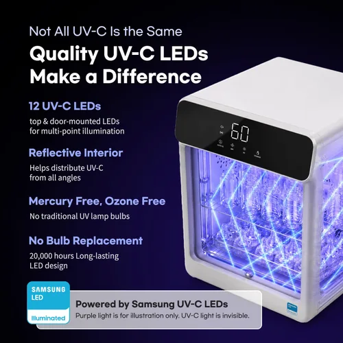 Vista 5 de HubiBaby Smart UVC LED Desinfectante y secadora para biberones, control de aplicación y ajustes de tiempo personalizados, capacidad XL para 18