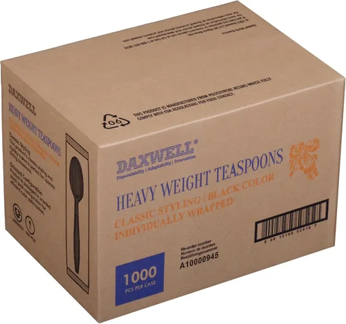 Vista 2 de Daxwell cuchara de té pesada, de tamaño completo, plástico negro, Negro, 1000