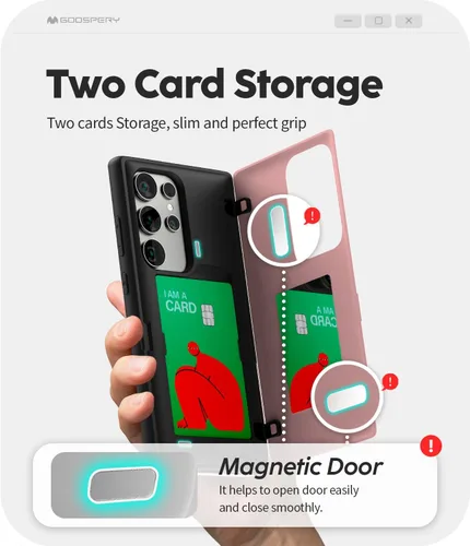 Vista 50 de GOOSPERY Parachoques magnético para puerta compatible con Galaxy S9 Plus, tarjetero tipo billetera con cierre automático por iman, funda protectora