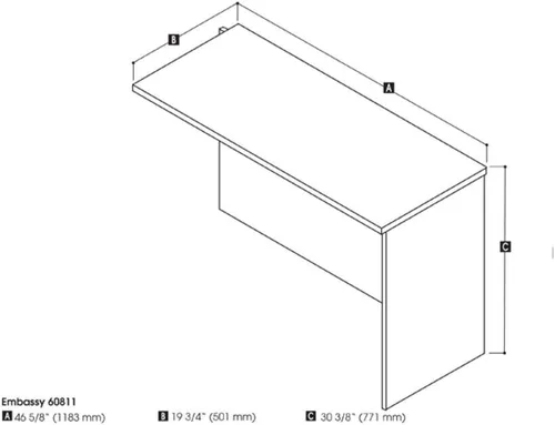 Vista 2 de Bestar Mesa de retorno Embassy, 47W, chocolate oscuro A return-table configuration; High-density commercial-grade particle board work surface
