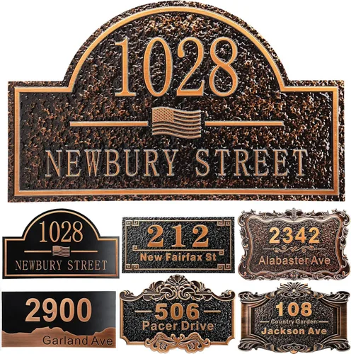 Vista 14 de Placa personalizada de dirección de casa de 12 pulgadas, números fundidos para exteriores, placa de señal de dirección personalizada con nombre